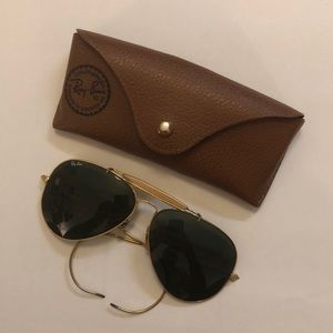 Vintage Ray-Ban Aviators. Gold, green lenses.